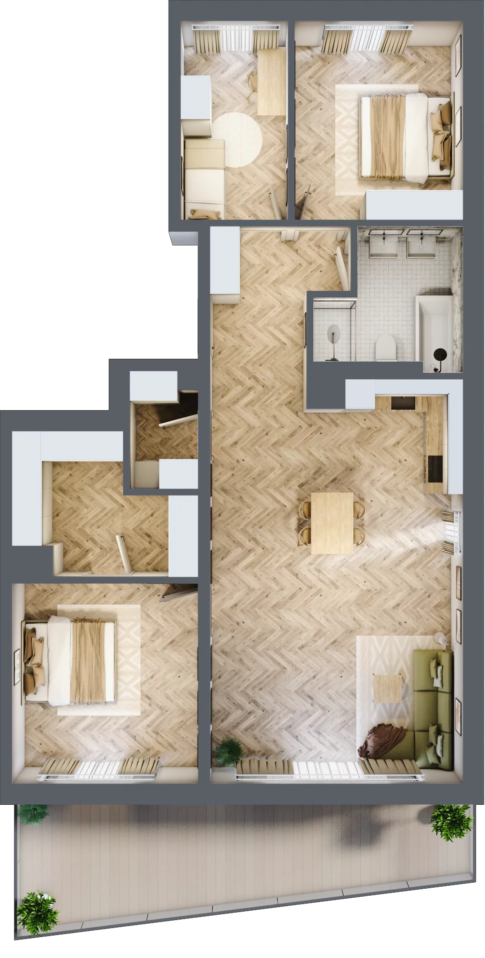 4 pokoje, mieszkanie 99,72 m², piętro 1, oferta nr A2.A.1.02, Prado, Katowice, Piotrowice-Ochojec, Piotrowice, ul. Wojska Polskiego