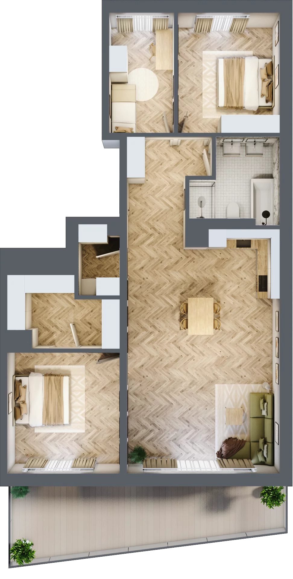 4 pokoje, mieszkanie 98,73 m², piętro 1, oferta nr A3.A.1.02, Prado, Katowice, Piotrowice-Ochojec, Piotrowice, ul. Wojska Polskiego