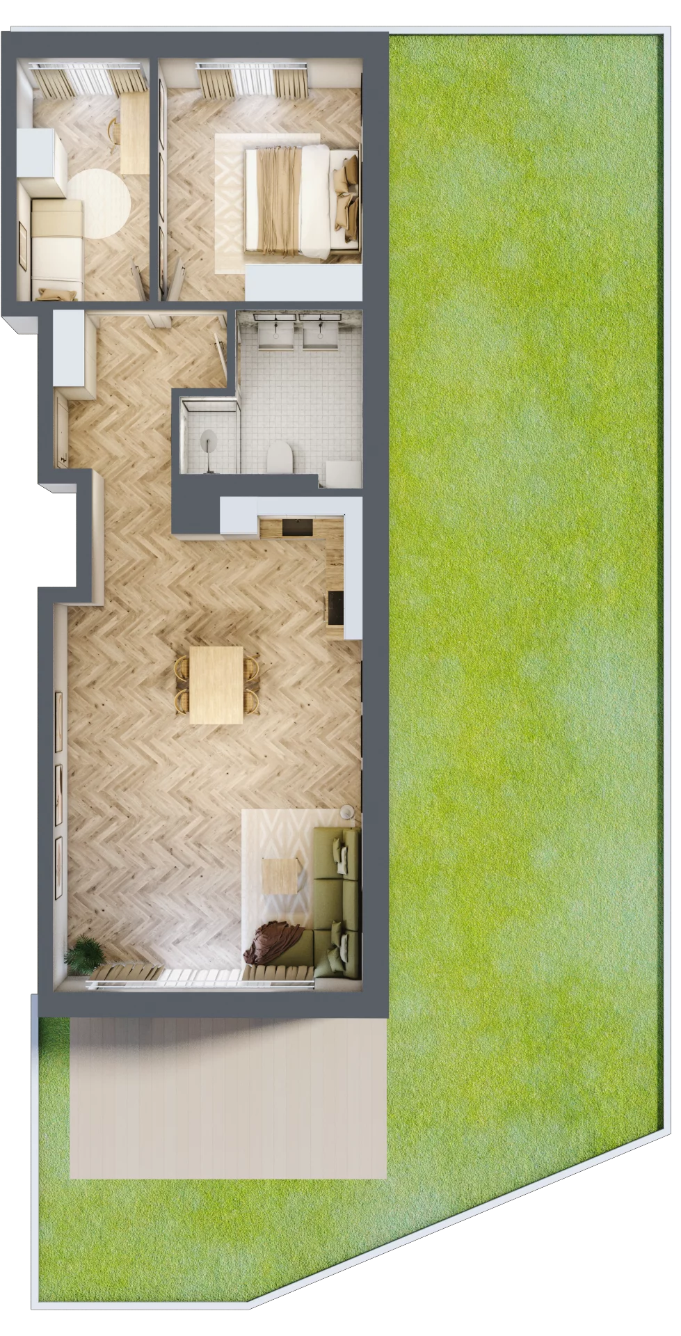 3 pokoje, mieszkanie 73,04 m², parter, oferta nr A3.A.0.03, Prado, Katowice, Piotrowice-Ochojec, Piotrowice, ul. Wojska Polskiego