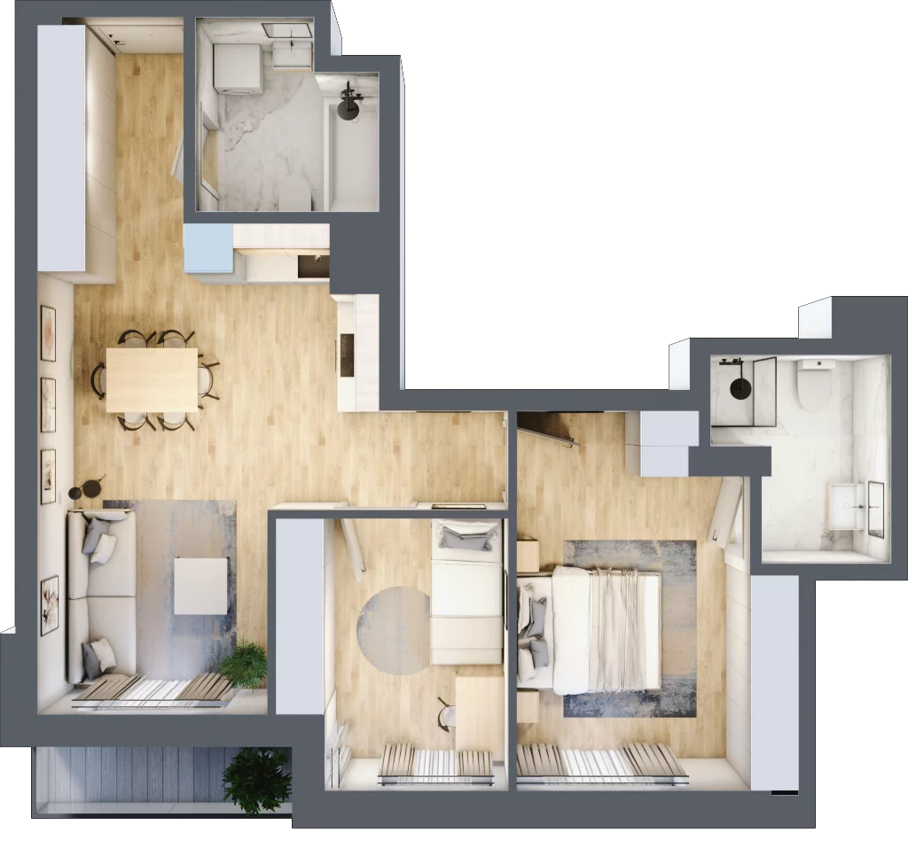 3 pokoje, mieszkanie 61,06 m², piętro 2, oferta nr Giserska 5/60, Panorama Ursus, Warszawa, Ursus, Szamoty, ul. Giserska 5