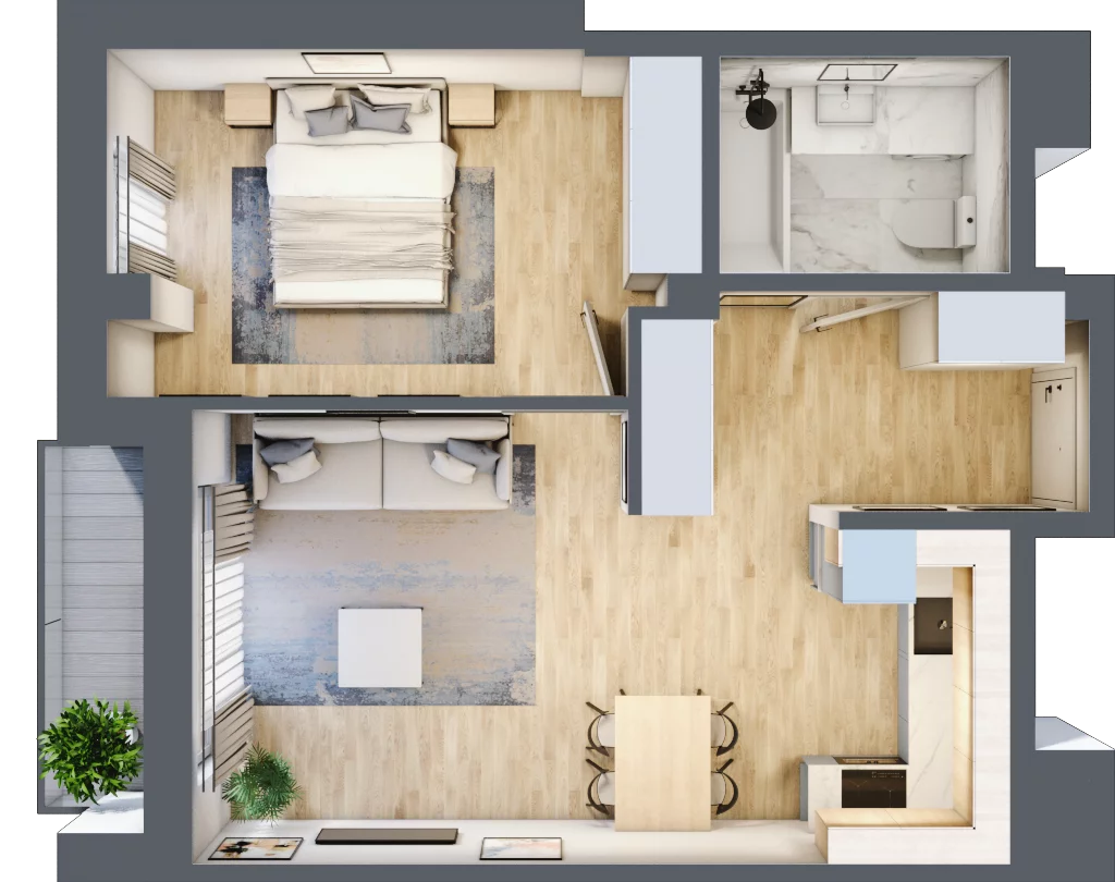 2 pokoje, mieszkanie 45,66 m², piętro 4, oferta nr Giserska 5/27, Panorama Ursus, Warszawa, Ursus, Szamoty, ul. Giserska 5