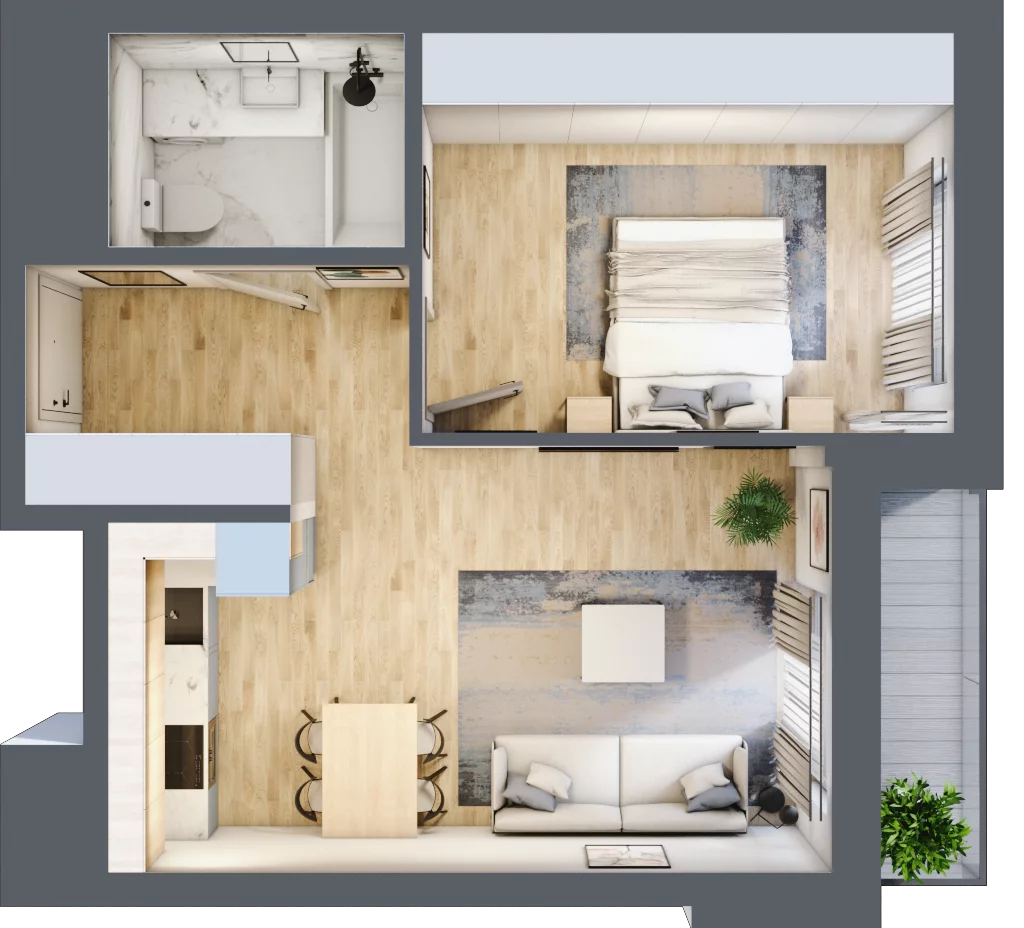 2 pokoje, mieszkanie 43,85 m², piętro 1, oferta nr Giserska 5/51, Panorama Ursus, Warszawa, Ursus, Szamoty, ul. Giserska 5