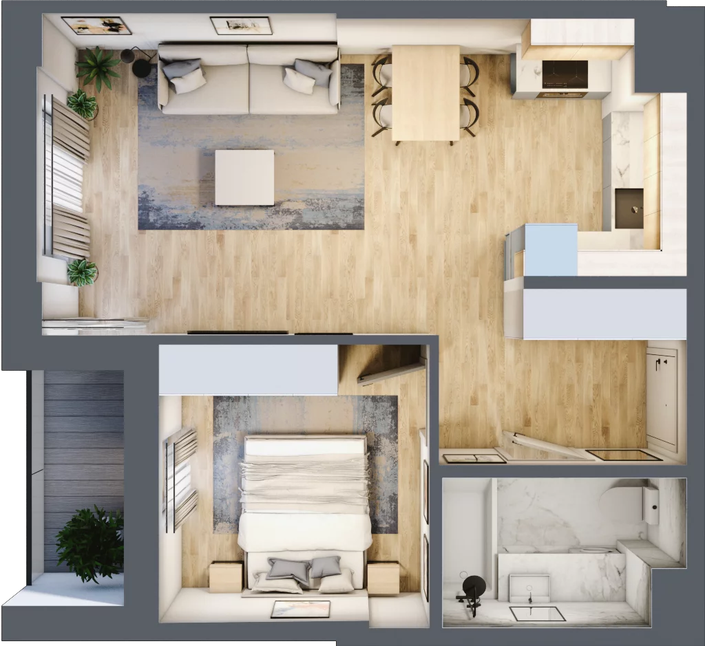 2 pokoje, mieszkanie 45,06 m², piętro 6, oferta nr Giserska 5/107, Panorama Ursus, Warszawa, Ursus, Szamoty, ul. Giserska 5