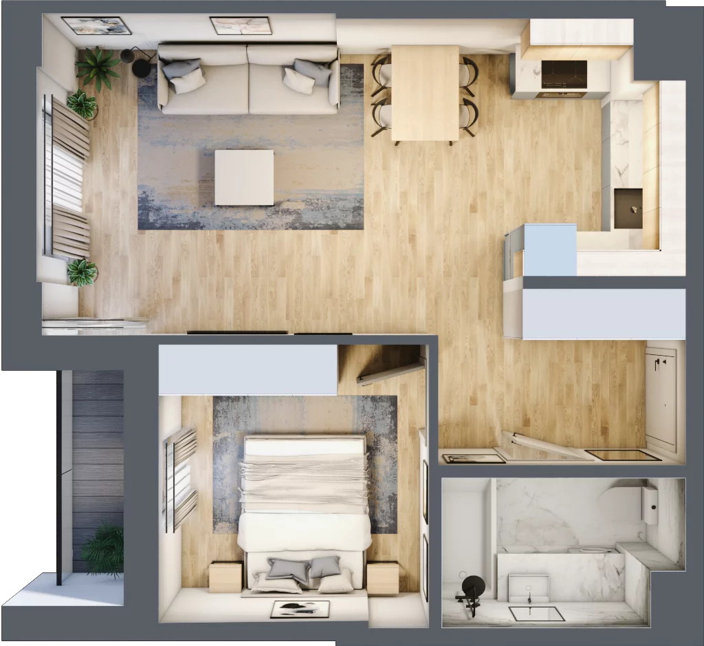 2 pokoje, mieszkanie 45,16 m², piętro 1, oferta nr Giserska 5/57, Panorama Ursus, Warszawa, Ursus, Szamoty, ul. Giserska 5