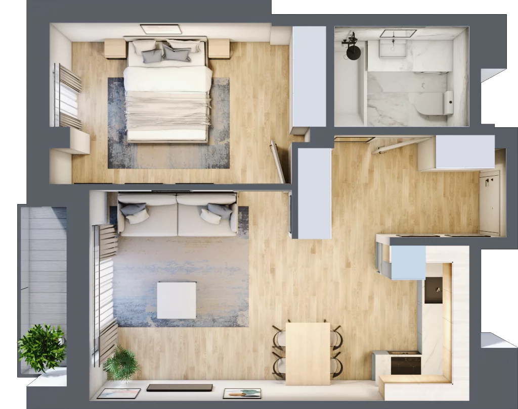 2 pokoje, mieszkanie 45,66 m², piętro 3, oferta nr Giserska 5/20, Panorama Ursus, Warszawa, Ursus, Szamoty, ul. Giserska 5