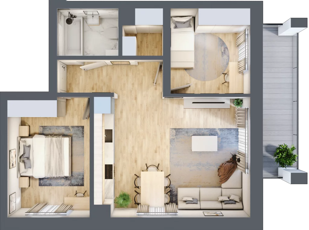 3 pokoje, mieszkanie 56,65 m², piętro 1, oferta nr A9, Osiedle Zuchów, Łódź, Górna, Rokicie, ul. Zuchów 4