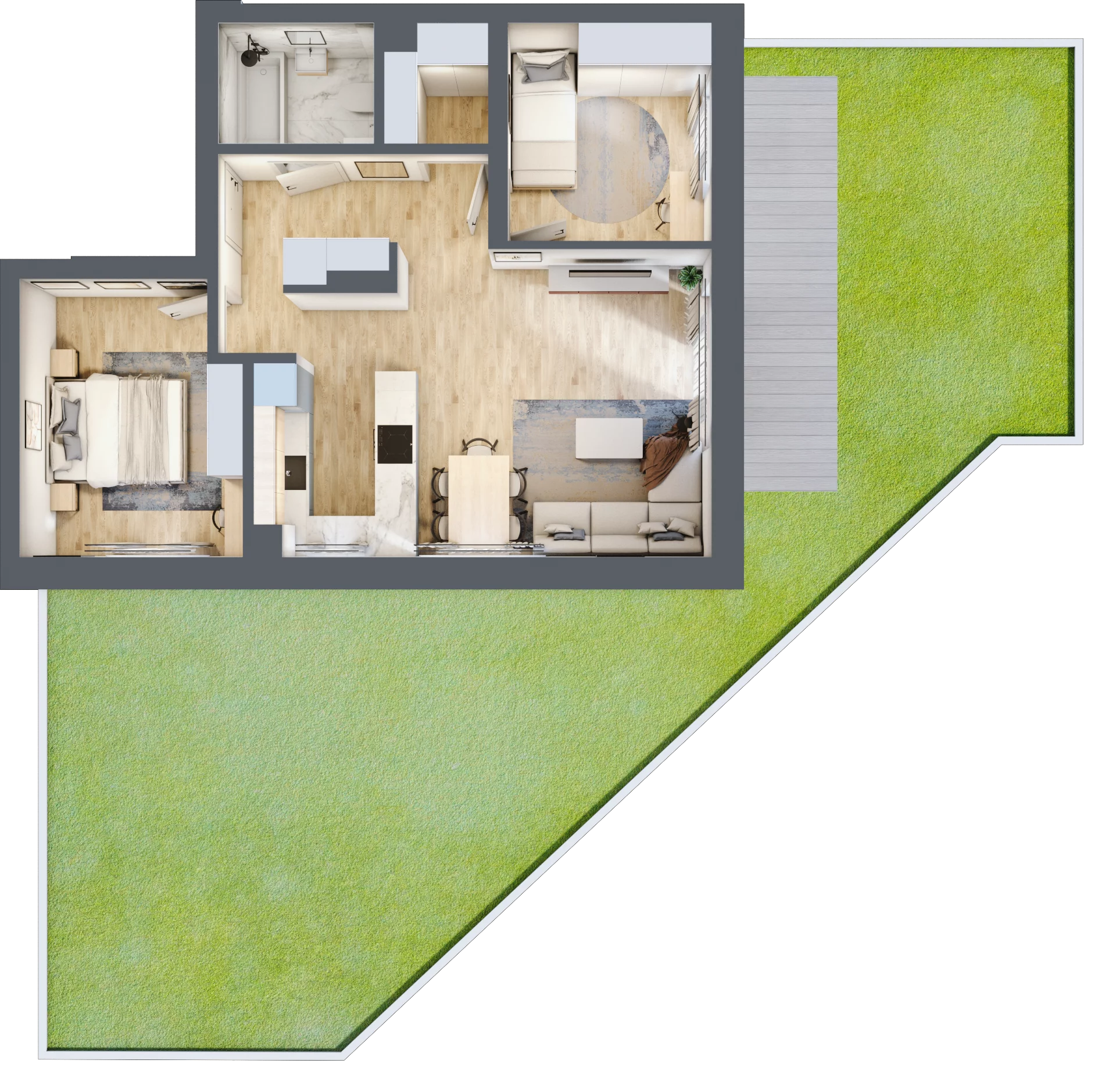 3 pokoje, mieszkanie 60,16 m², parter, oferta nr D2, Osiedle Zuchów, Łódź, Górna, Rokicie, ul. Zuchów 4