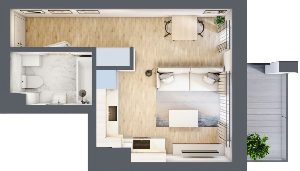 1 pokój, mieszkanie 27,34 m², piętro 2, oferta nr D26, Osiedle Zuchów, Łódź, Górna, Rokicie, ul. Zuchów 4