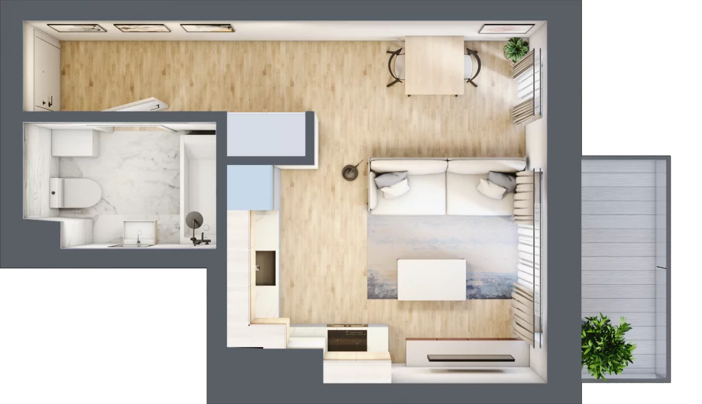 1 pokój, mieszkanie 27,20 m², piętro 3, oferta nr D35, Osiedle Zuchów, Łódź, Górna, Rokicie, ul. Zuchów 4