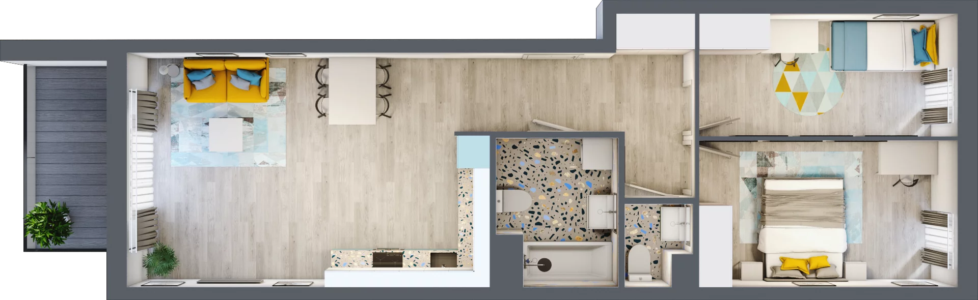 3 pokoje, mieszkanie 66,63 m², piętro 3, oferta nr A-B3M3, Osiedle Blask, Łódź, Bałuty, ul. Smugowa 24