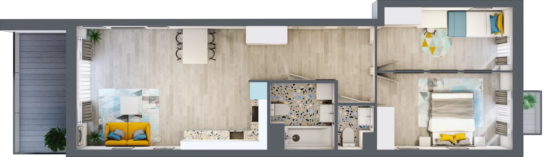 3 pokoje, mieszkanie 65,29 m², piętro 1, oferta nr A-C1M3, Osiedle Blask, Łódź, Bałuty, ul. Smugowa 24