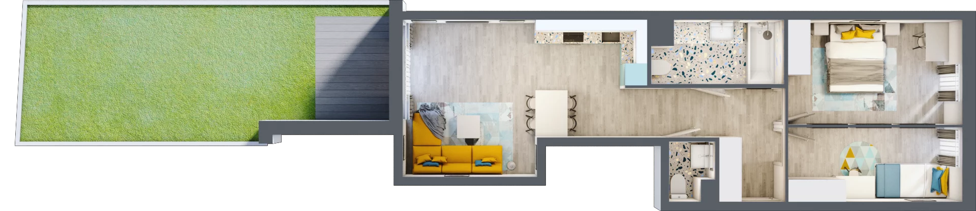 3 pokoje, mieszkanie 63,46 m², parter, oferta nr A-A0M1, Osiedle Blask, Łódź, Bałuty, ul. Smugowa 24