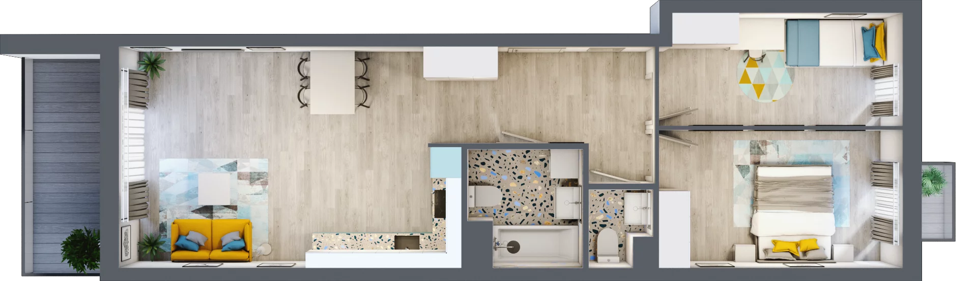 3 pokoje, mieszkanie 65,29 m², piętro 3, oferta nr A-C3M3, Osiedle Blask, Łódź, Bałuty, ul. Smugowa 24