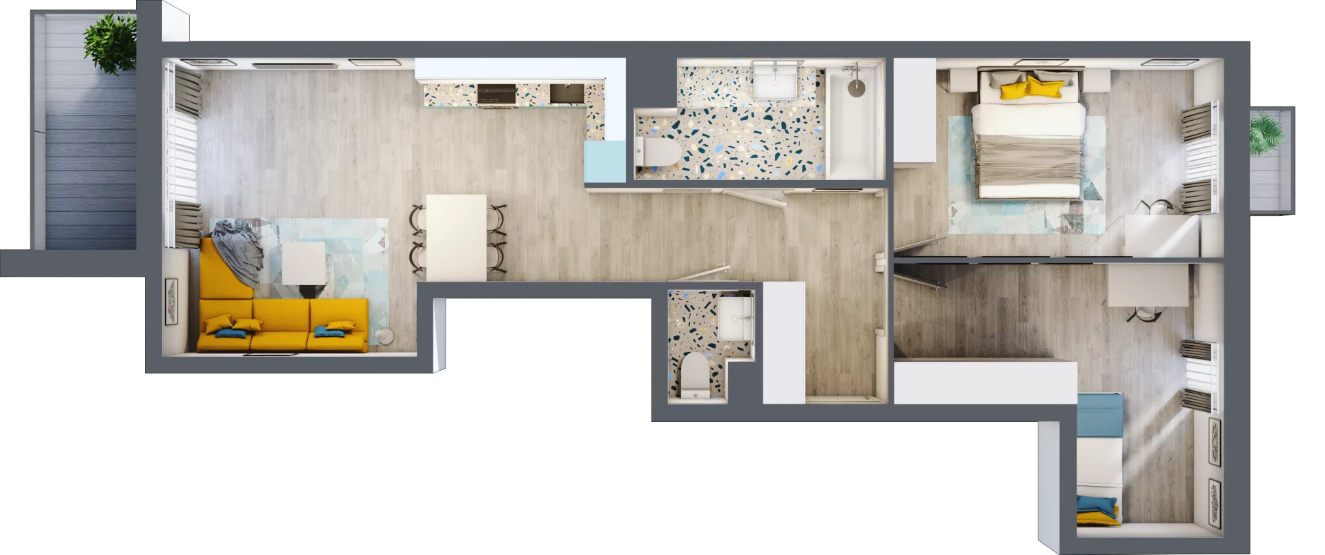 3 pokoje, mieszkanie 67,45 m², piętro 3, oferta nr A-A3M1, Osiedle Blask, Łódź, Bałuty, ul. Smugowa 24