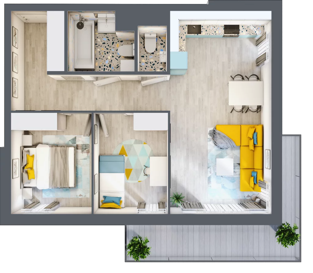 3 pokoje, mieszkanie 59,81 m², piętro 4, oferta nr A-A4M4, Osiedle Blask, Łódź, Bałuty, ul. Smugowa 24
