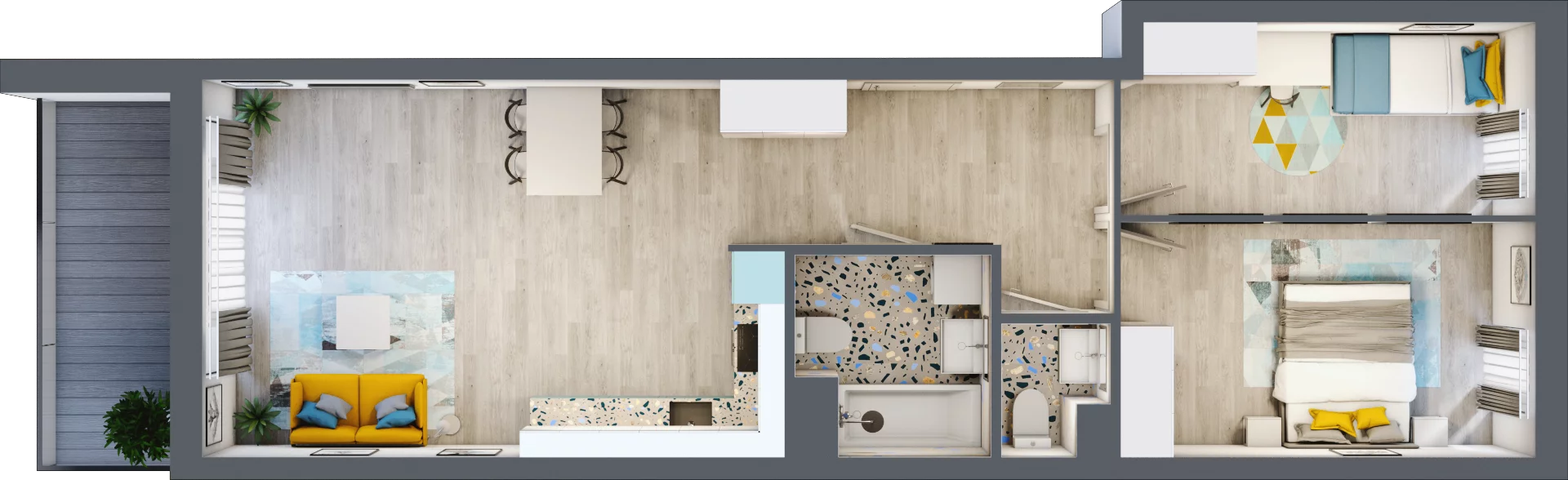 3 pokoje, mieszkanie 65,29 m², piętro 2, oferta nr A-C2M3, Osiedle Blask, Łódź, Bałuty, ul. Smugowa 24