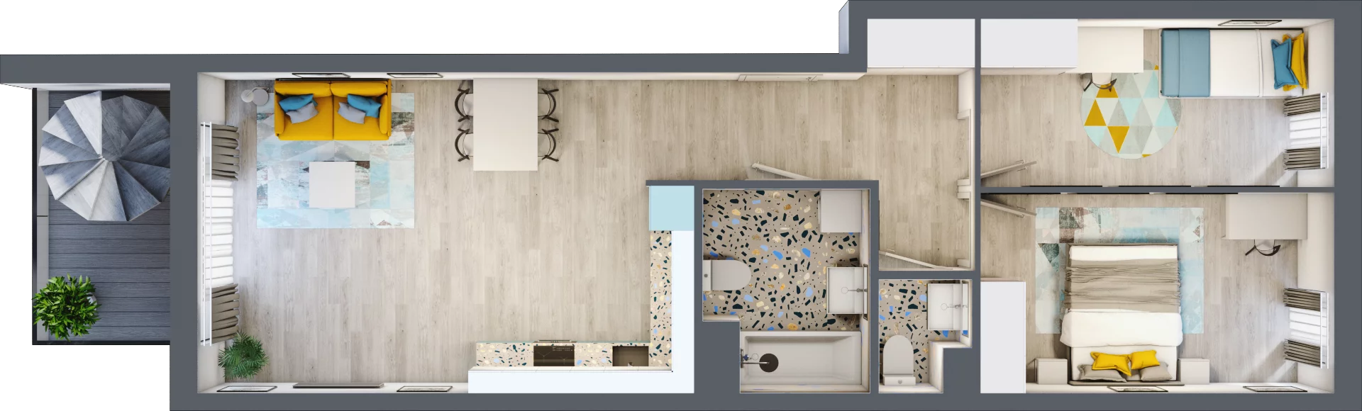 3 pokoje, mieszkanie 66,63 m², piętro 5, oferta nr A-B5M3, Osiedle Blask, Łódź, Bałuty, ul. Smugowa 24
