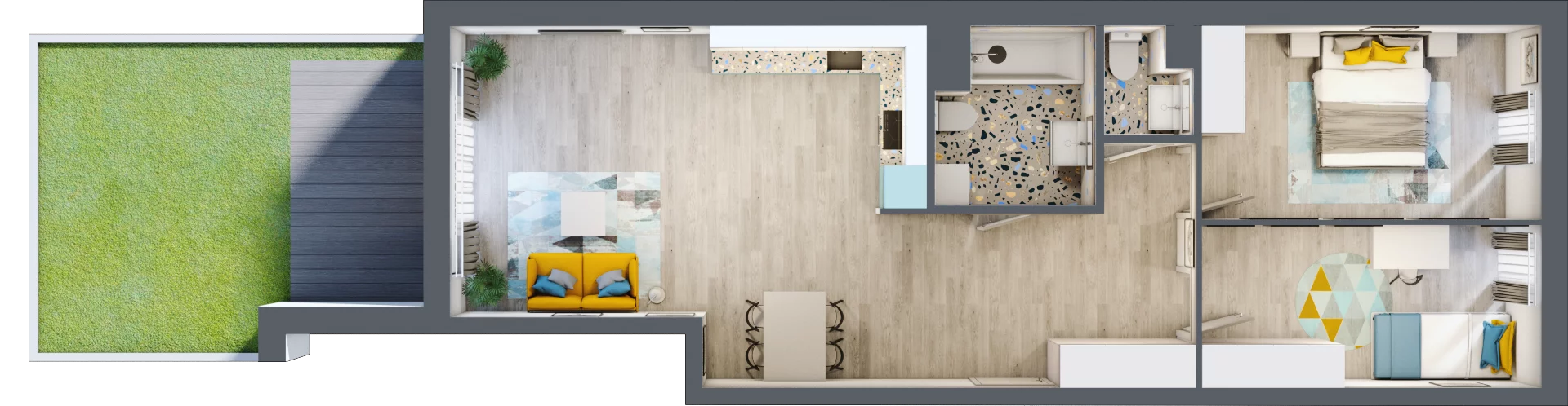 3 pokoje, mieszkanie 70,31 m², parter, oferta nr A-C0M1, Osiedle Blask, Łódź, Bałuty, ul. Smugowa 24