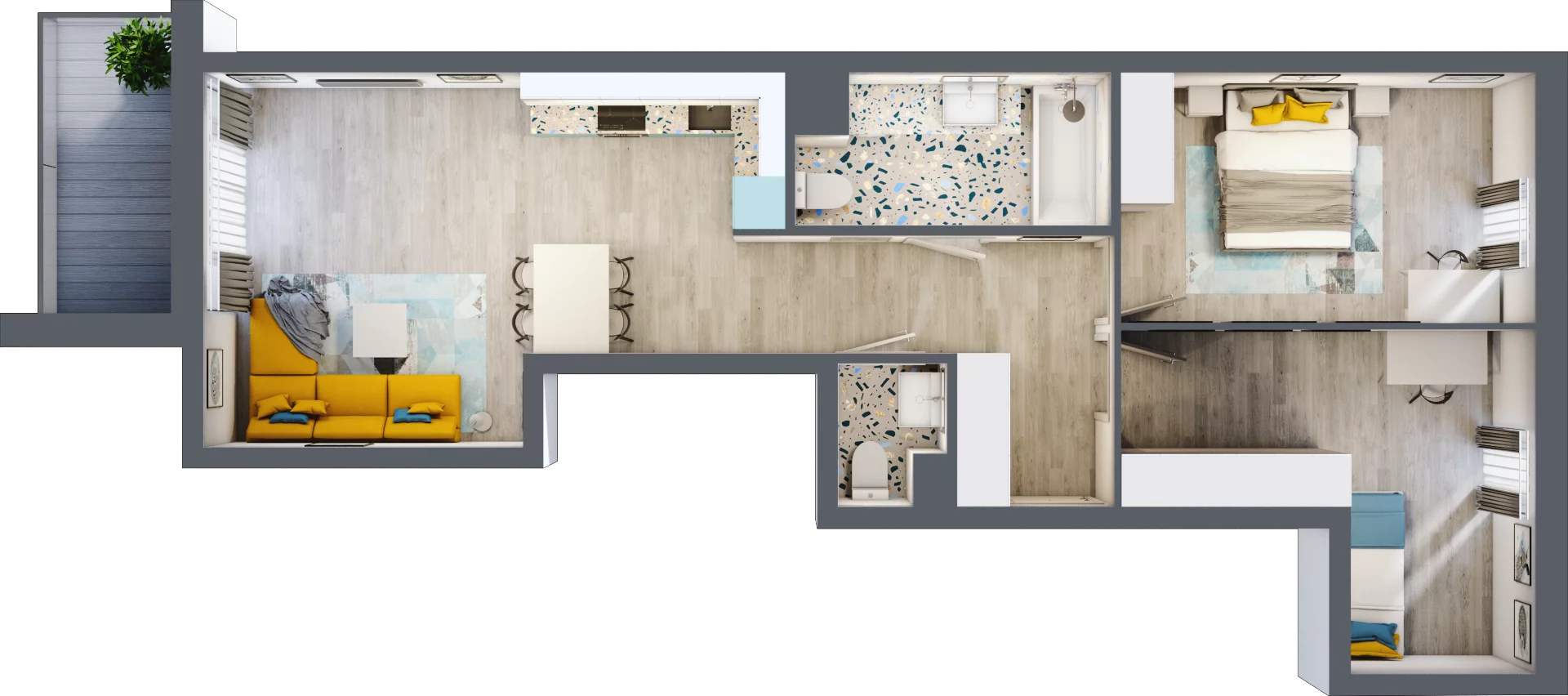 3 pokoje, mieszkanie 67,45 m², piętro 2, oferta nr A-A2M1, Osiedle Blask, Łódź, Bałuty, ul. Smugowa 24