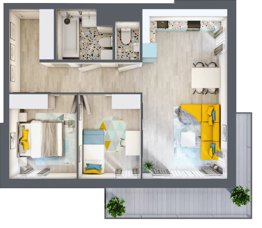 3 pokoje, mieszkanie 59,79 m², piętro 3, oferta nr A-A3M4, Osiedle Blask, Łódź, Bałuty, ul. Smugowa 24