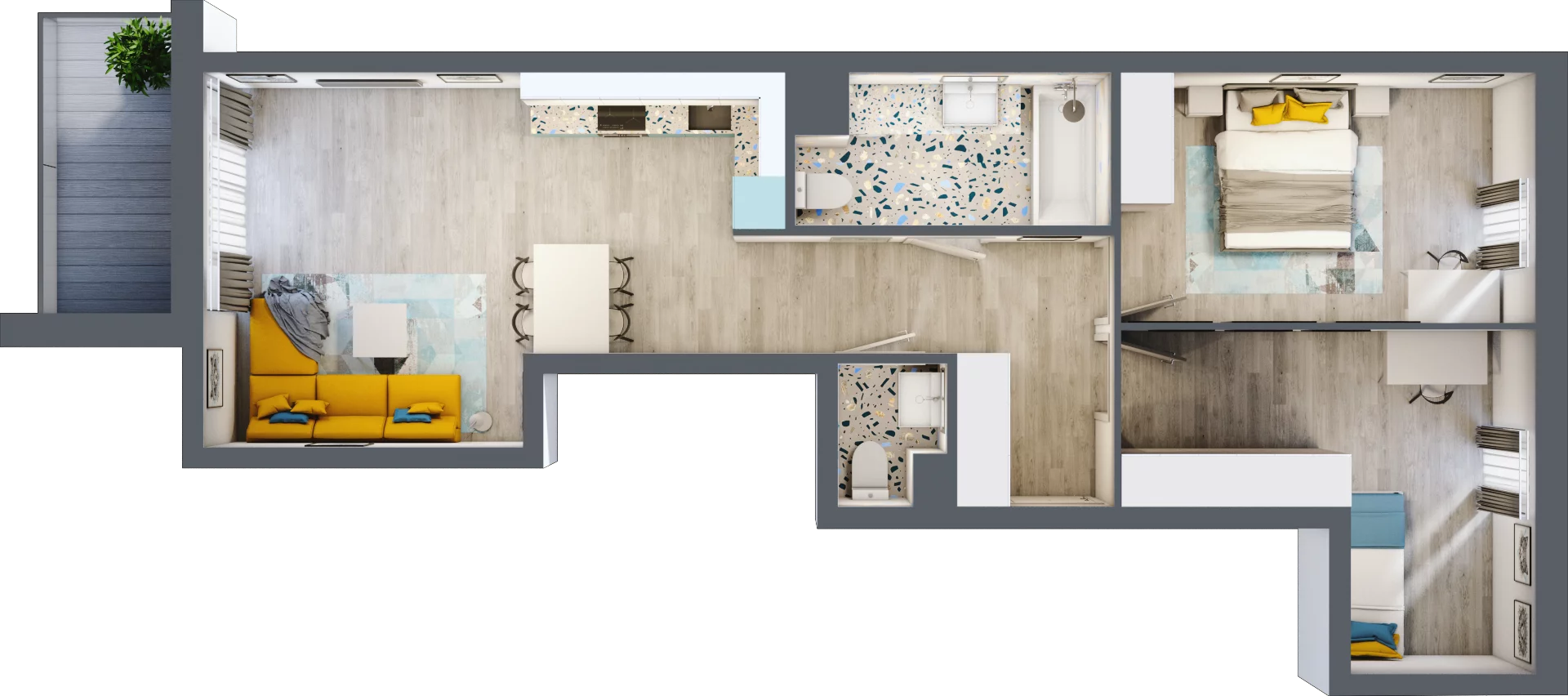 3 pokoje, mieszkanie 67,46 m², piętro 4, oferta nr A-A4M1, Osiedle Blask, Łódź, Bałuty, ul. Smugowa 24