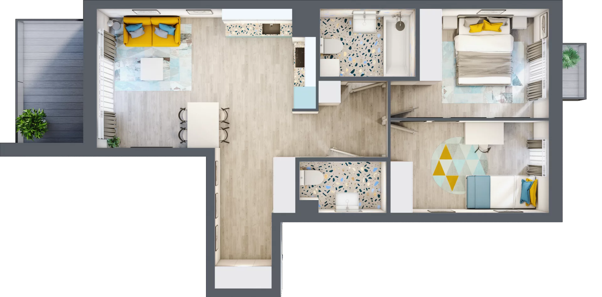 3 pokoje, mieszkanie 62,56 m², piętro 1, oferta nr B-A1M1, Osiedle Blask, Łódź, Bałuty, ul. Smugowa 24