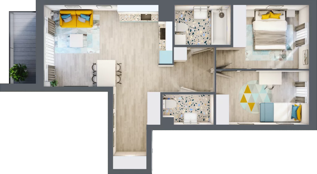 3 pokoje, mieszkanie 62,56 m², piętro 2, oferta nr B-A2M1, Osiedle Blask, Łódź, Bałuty, ul. Smugowa 24