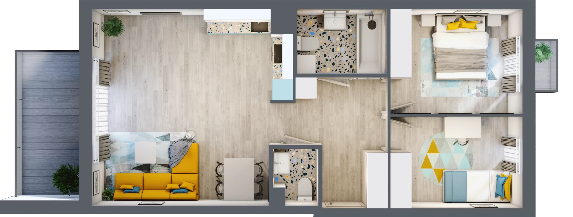 3 pokoje, mieszkanie 66,62 m², piętro 1, oferta nr B-B1M1, Osiedle Blask, Łódź, Bałuty, ul. Smugowa 24