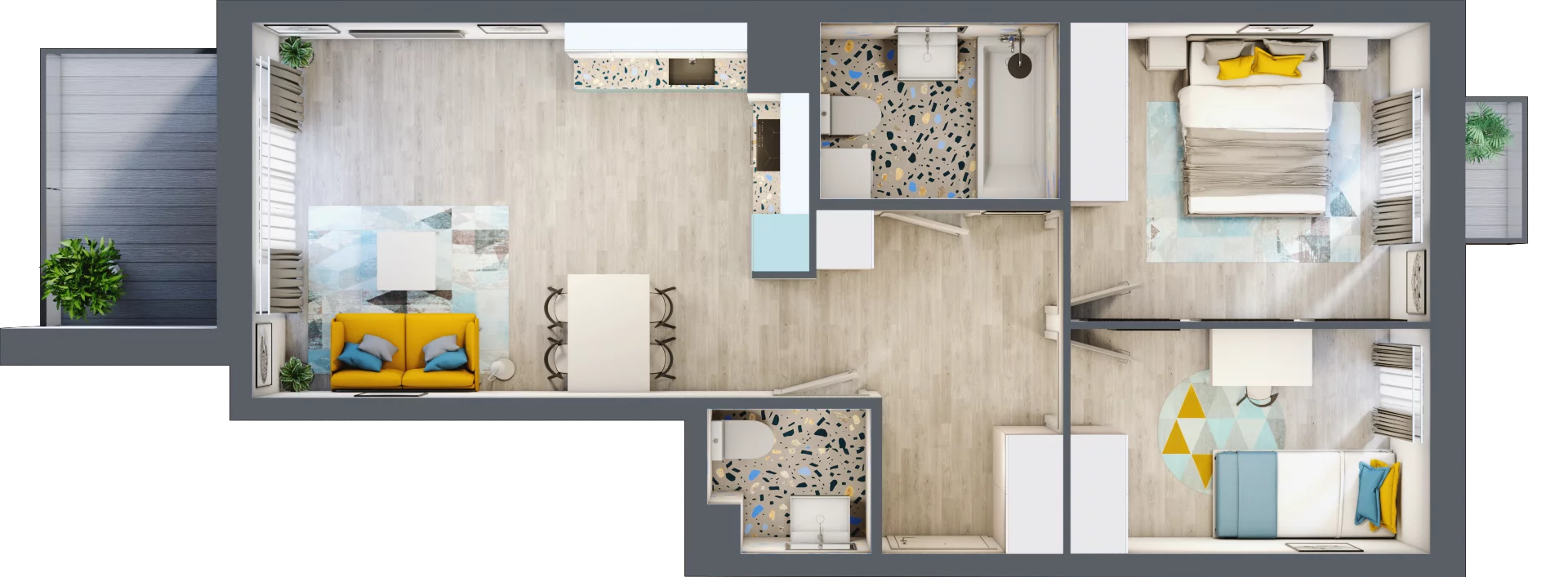 3 pokoje, mieszkanie 57,57 m², piętro 1, oferta nr B-C1M1, Osiedle Blask, Łódź, Bałuty, ul. Smugowa 24
