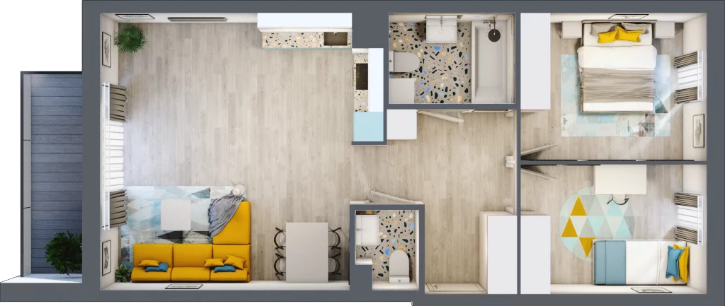 3 pokoje, mieszkanie 66,62 m², piętro 2, oferta nr B-B2M1, Osiedle Blask, Łódź, Bałuty, ul. Smugowa 24
