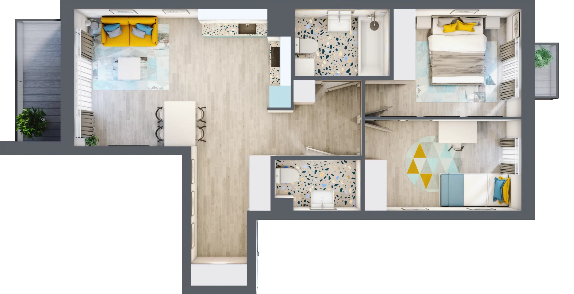 3 pokoje, mieszkanie 62,56 m², piętro 3, oferta nr B-A3M1, Osiedle Blask, Łódź, Bałuty, ul. Smugowa 24