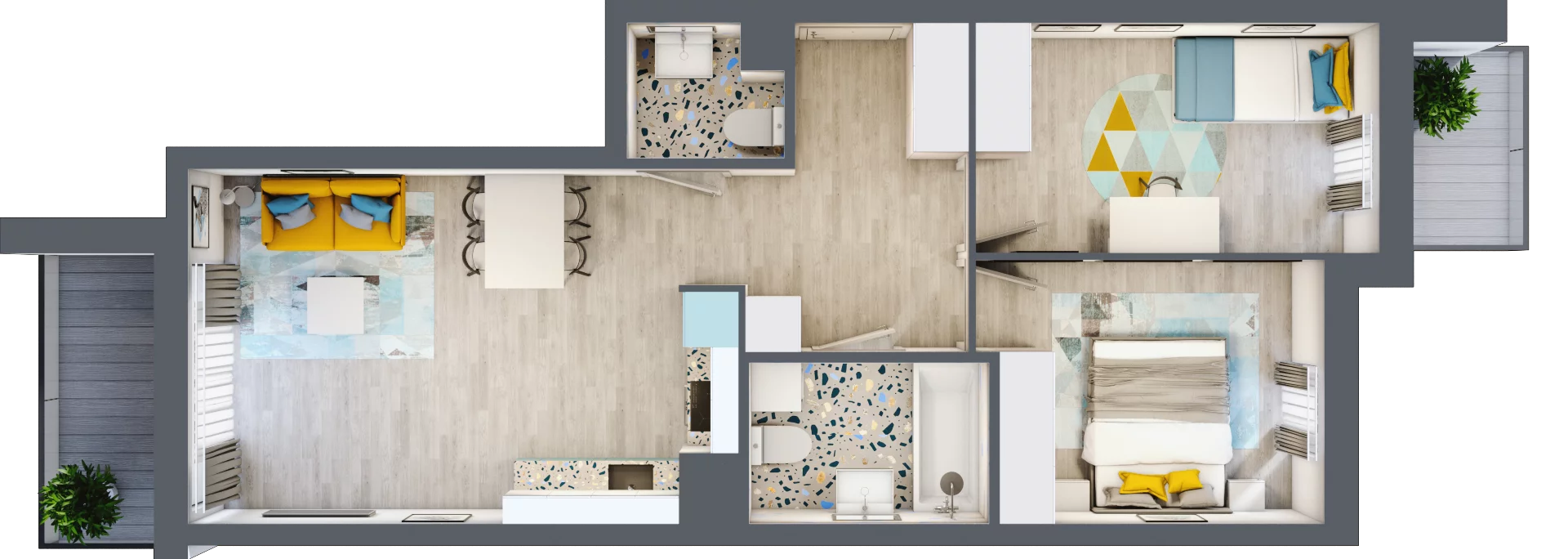3 pokoje, mieszkanie 57,73 m², piętro 3, oferta nr B-B3M3, Osiedle Blask, Łódź, Bałuty, ul. Smugowa 24