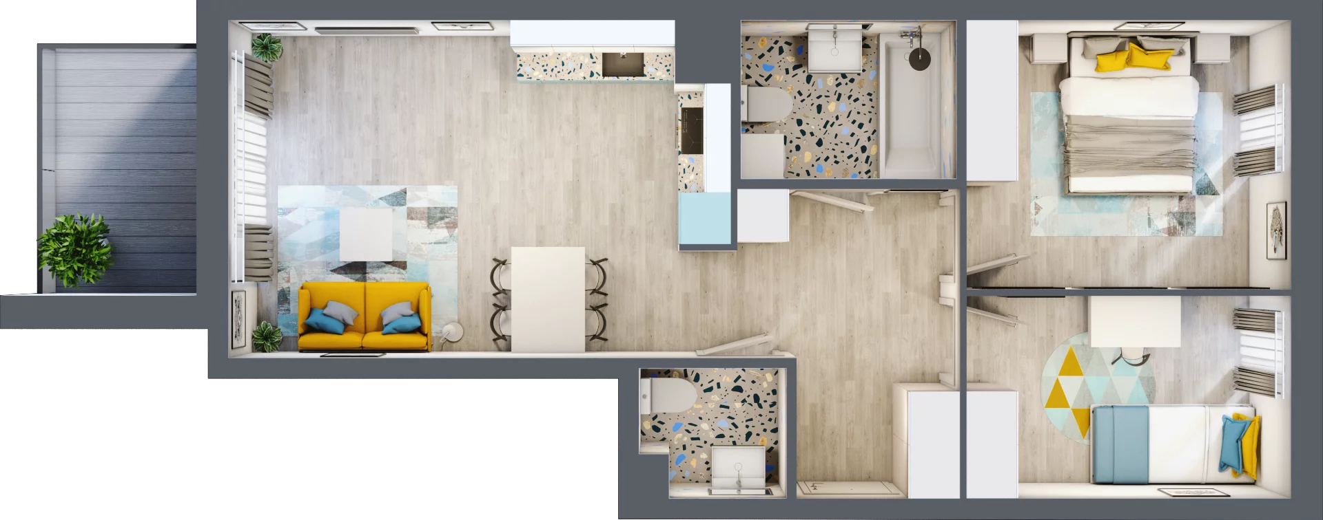3 pokoje, mieszkanie 57,57 m², piętro 4, oferta nr B-C4M1, Osiedle Blask, Łódź, Bałuty, ul. Smugowa 24