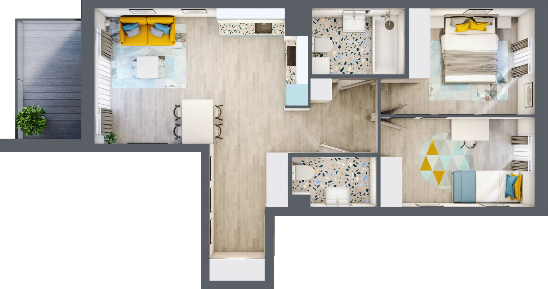 3 pokoje, mieszkanie 62,56 m², piętro 4, oferta nr B-A4M1, Osiedle Blask, Łódź, Bałuty, ul. Smugowa 24