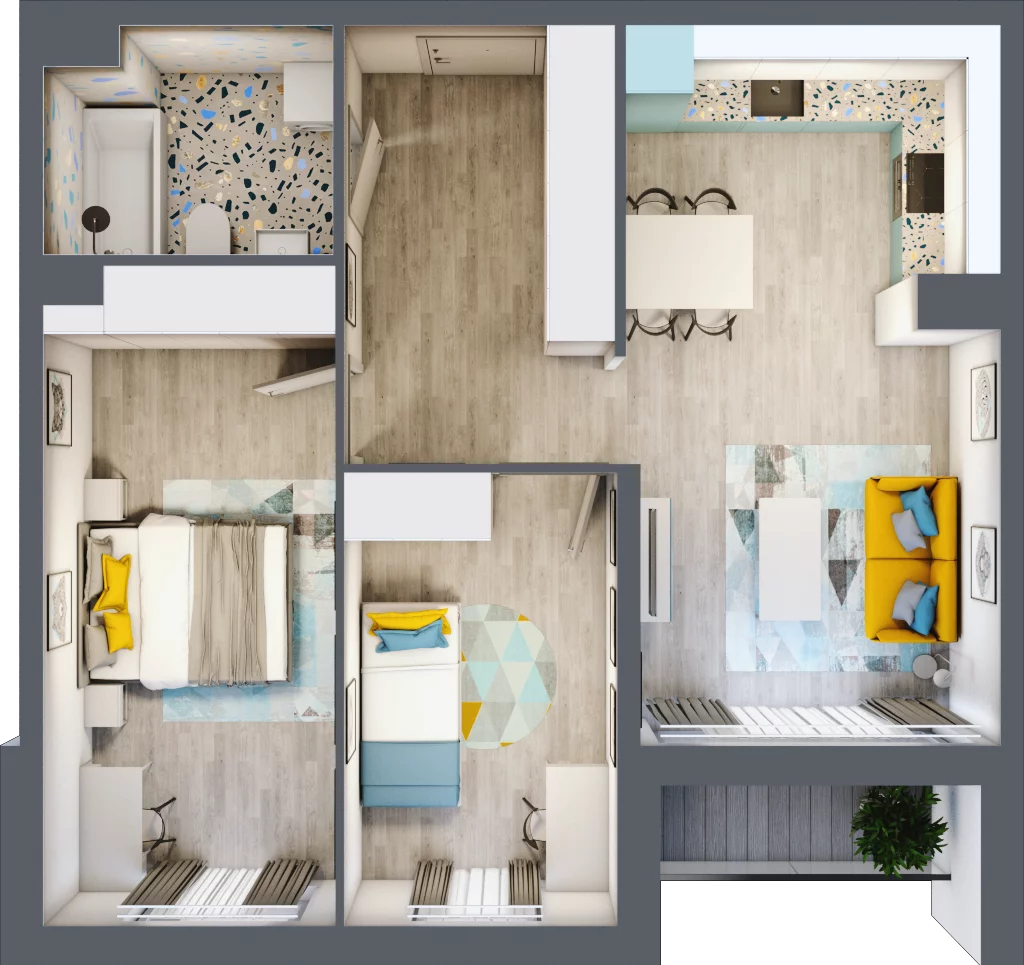 3 pokoje, mieszkanie 59,64 m², piętro 3, oferta nr M.19, Tarasy Śląskie, Chorzów, Chorzów II, ul. 3 Maja
