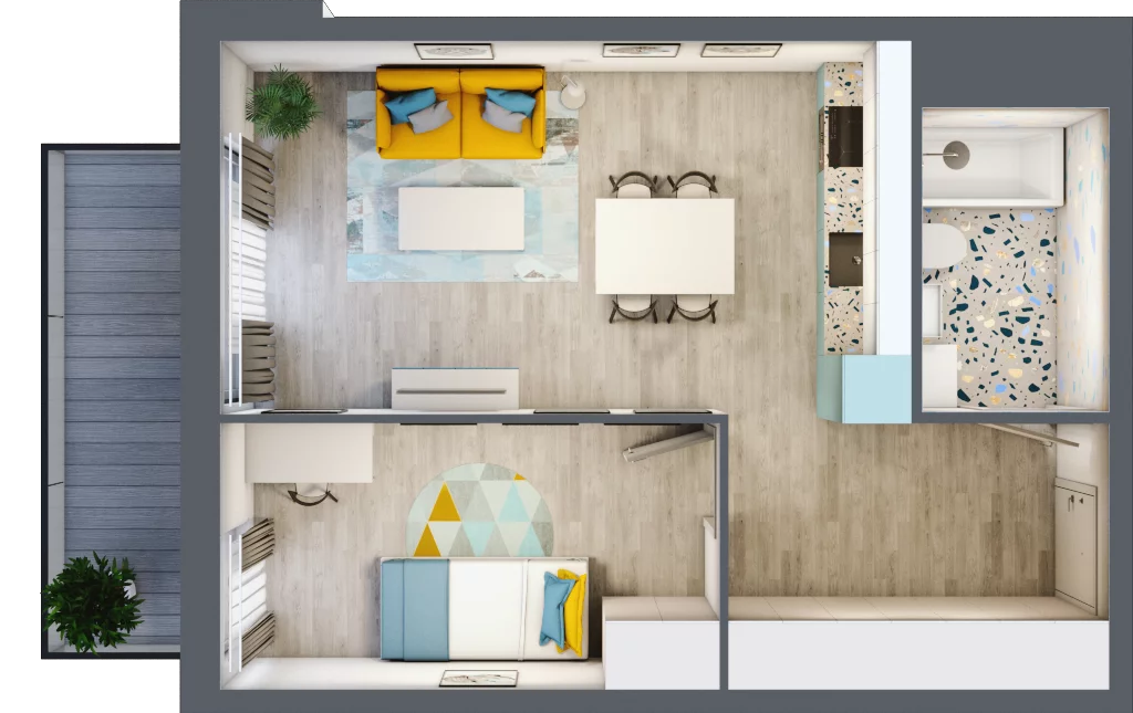 2 pokoje, mieszkanie 42,34 m², piętro 3, oferta nr M.51, Tarasy Śląskie, Chorzów, Chorzów II, ul. 3 Maja
