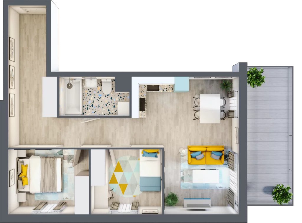 3 pokoje, mieszkanie 58,88 m², parter, oferta nr M.111, Tarasy Śląskie, Chorzów, Chorzów II, ul. 3 Maja