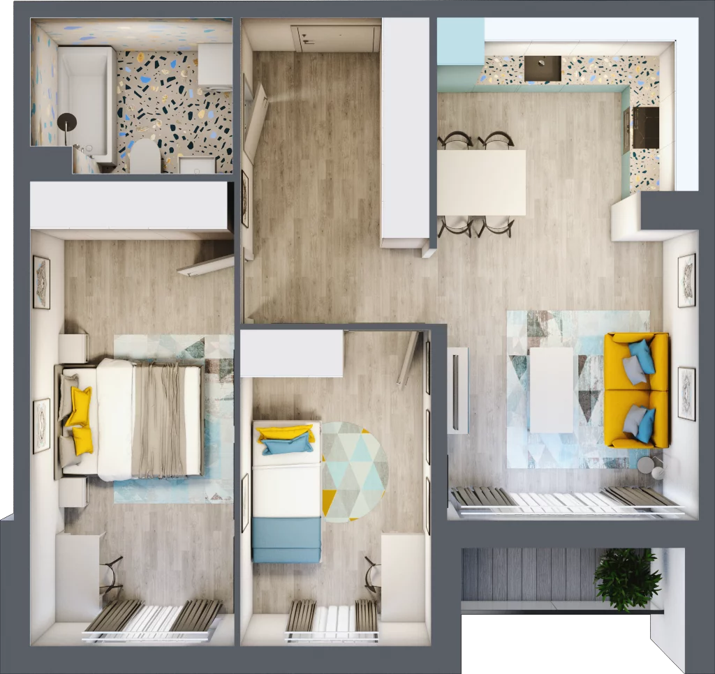 3 pokoje, mieszkanie 59,88 m², piętro 3, oferta nr M.20, Tarasy Śląskie, Chorzów, Chorzów II, ul. 3 Maja