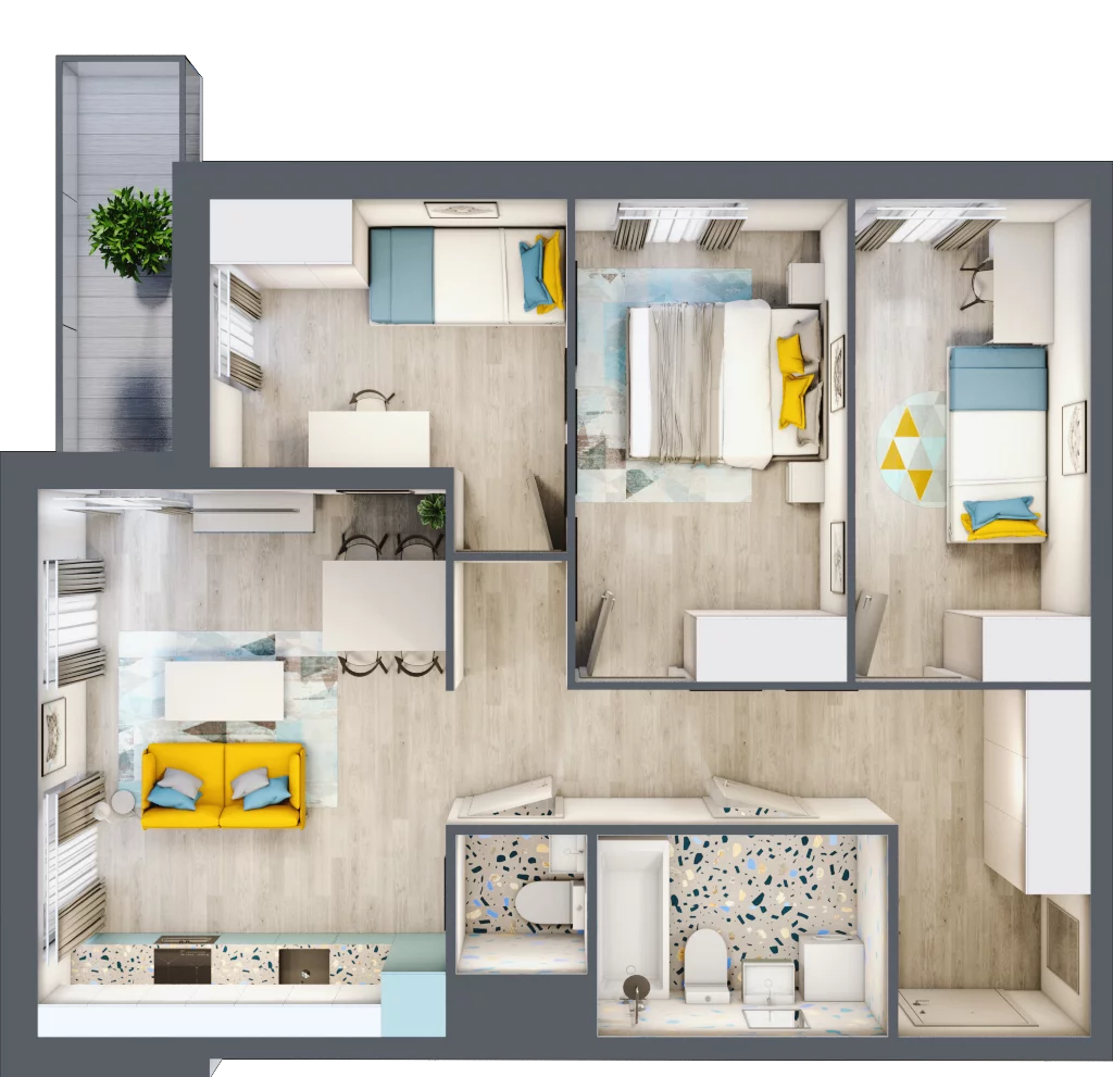 4 pokoje, mieszkanie 68,43 m², piętro 4, oferta nr M.56, Tarasy Śląskie, Chorzów, Chorzów II, ul. 3 Maja