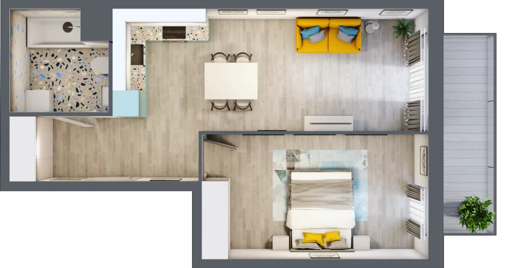 2 pokoje, mieszkanie 46,62 m², piętro 1, oferta nr M.02, Tarasy Śląskie, Chorzów, Chorzów II, ul. 3 Maja