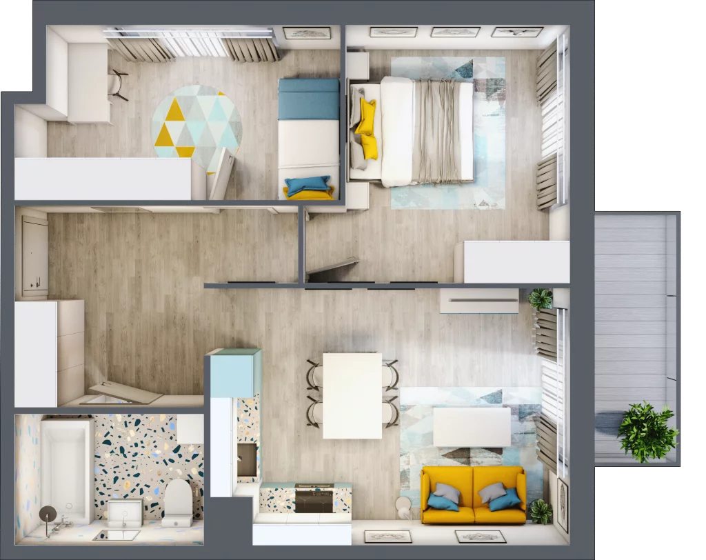 3 pokoje, mieszkanie 55,76 m², piętro 1, oferta nr M.114, Tarasy Śląskie, Chorzów, Chorzów II, ul. 3 Maja
