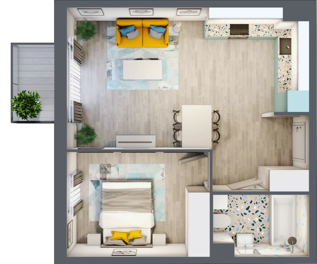 2 pokoje, mieszkanie 45,98 m², piętro 1, oferta nr M.117, Tarasy Śląskie, Chorzów, Chorzów II, ul. 3 Maja