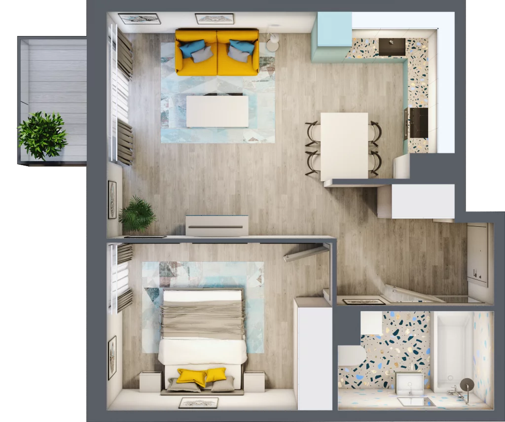 2 pokoje, mieszkanie 43,24 m², piętro 3, oferta nr M.126, Tarasy Śląskie, Chorzów, Chorzów II, ul. 3 Maja