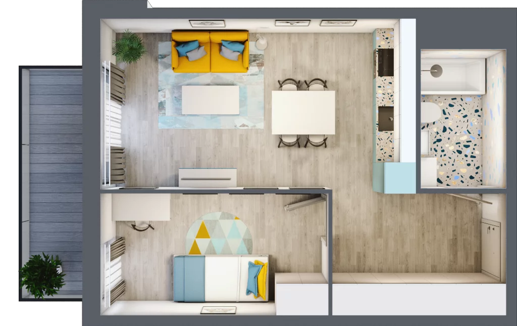 2 pokoje, mieszkanie 42,34 m², piętro 4, oferta nr M.57, Tarasy Śląskie, Chorzów, Chorzów II, ul. 3 Maja