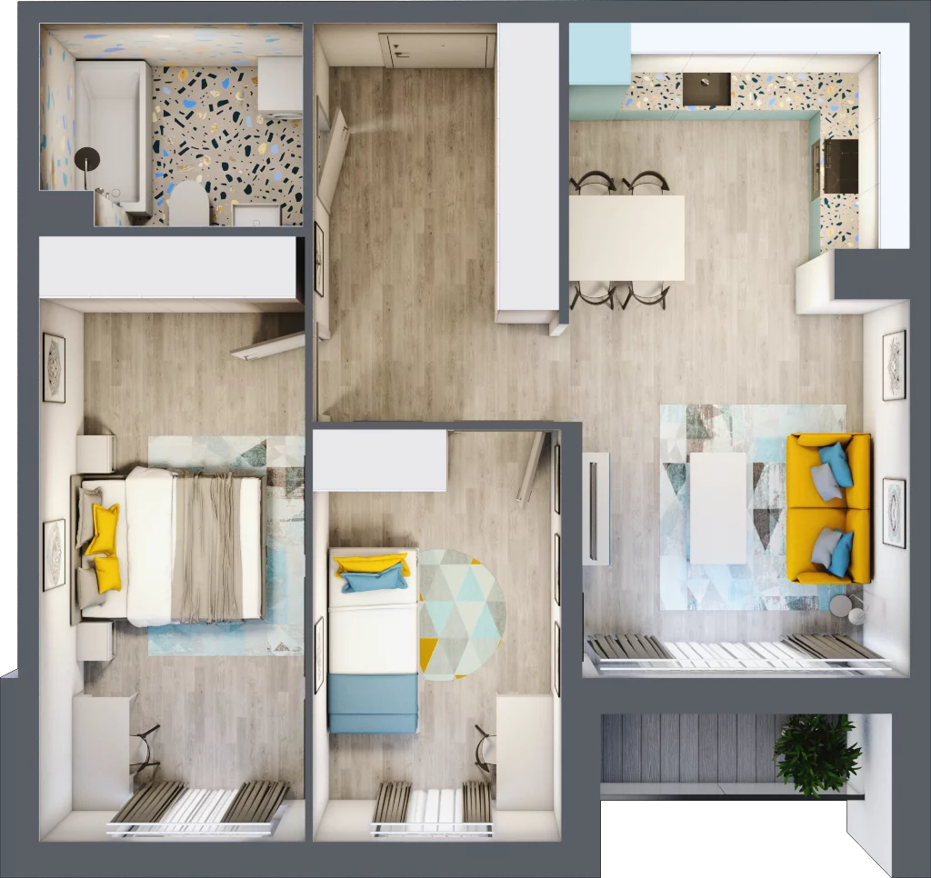 3 pokoje, mieszkanie 59,88 m², piętro 4, oferta nr M.27, Tarasy Śląskie, Chorzów, Chorzów II, ul. 3 Maja