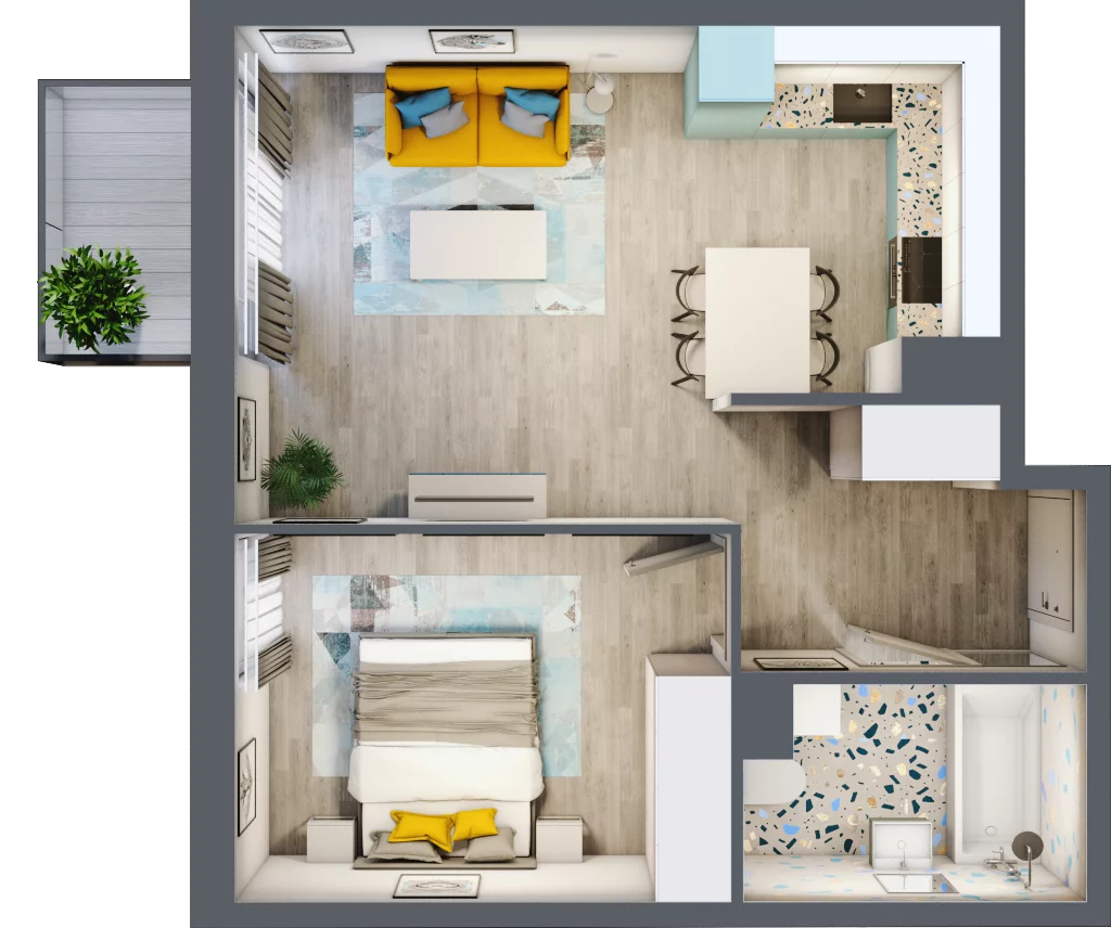 2 pokoje, mieszkanie 43,24 m², piętro 4, oferta nr M.131, Tarasy Śląskie, Chorzów, Chorzów II, ul. 3 Maja