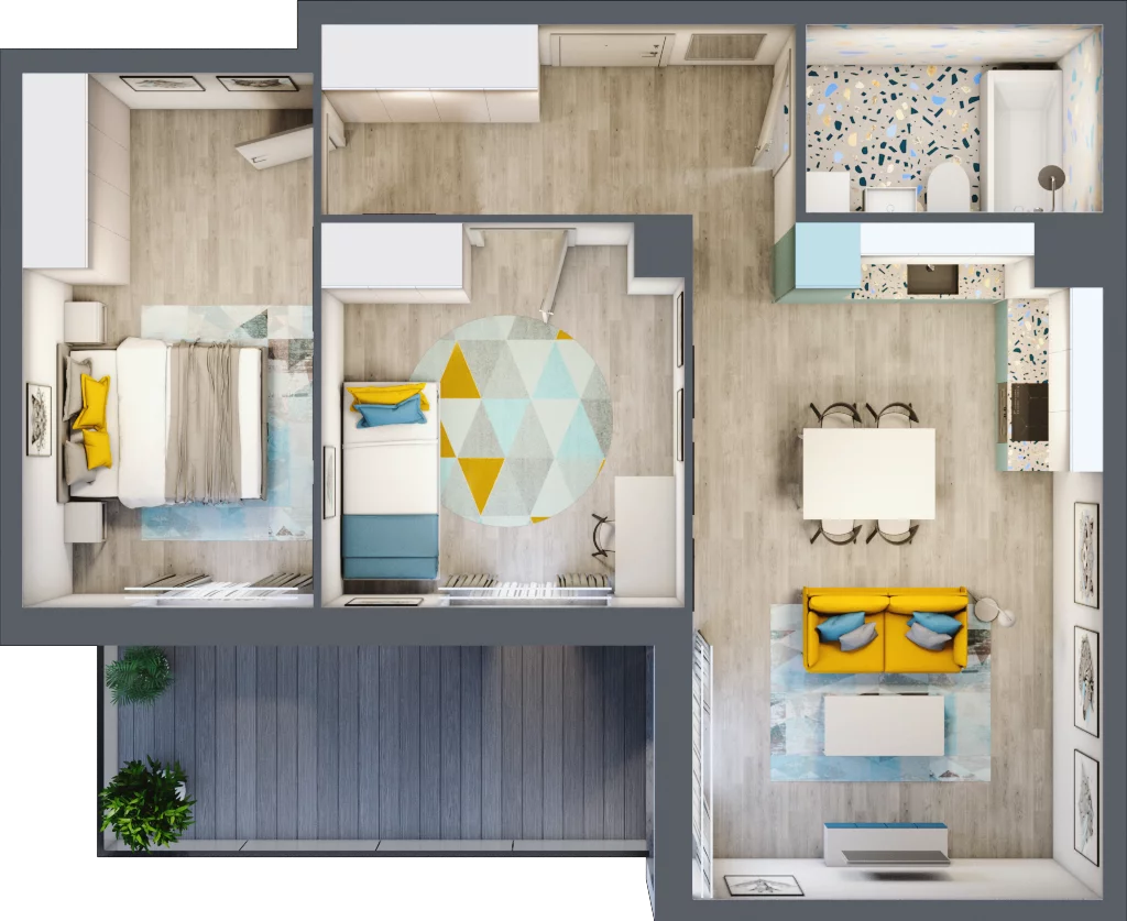 3 pokoje, mieszkanie 60,80 m², piętro 1, oferta nr M.66, Tarasy Śląskie, Chorzów, Chorzów II, ul. 3 Maja
