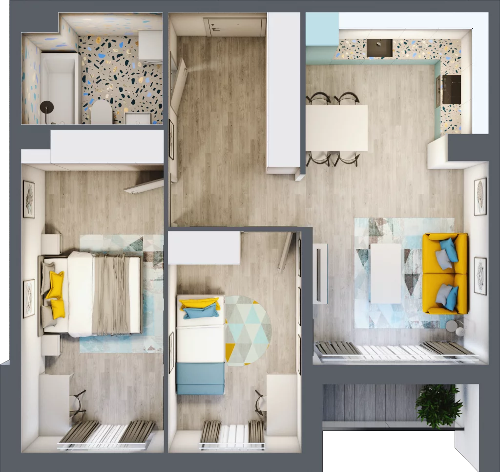 3 pokoje, mieszkanie 59,64 m², piętro 4, oferta nr M.26, Tarasy Śląskie, Chorzów, Chorzów II, ul. 3 Maja