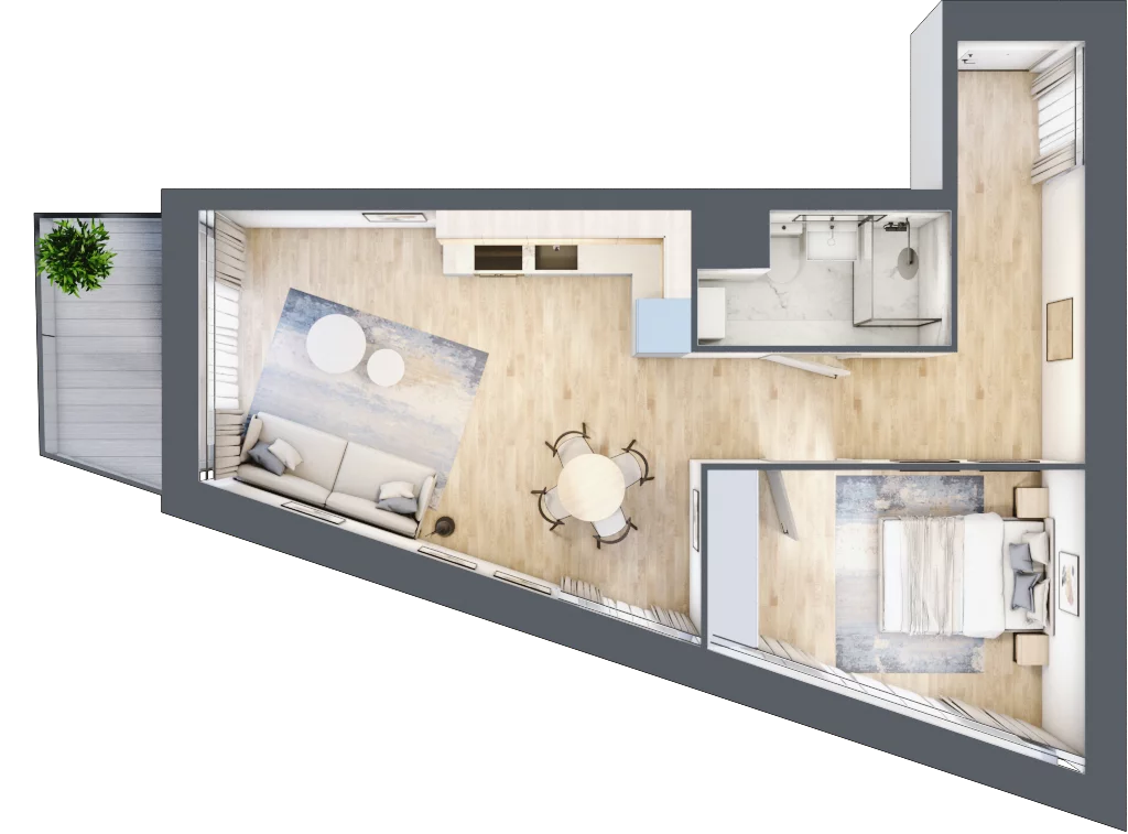 2 pokoje, mieszkanie 45,95 m², piętro 1, oferta nr A.1.9, Cisha, Dziwnów, ul. Kaprala Koniecznego 3