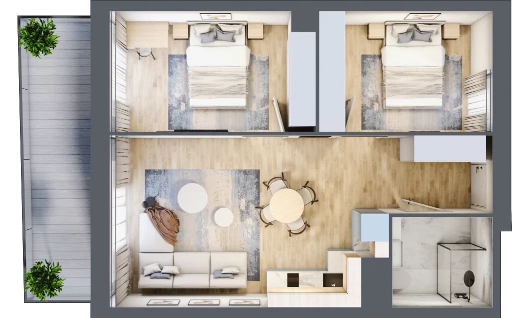 3 pokoje, mieszkanie 49,66 m², piętro 2, oferta nr A.2.16, Cisha, Dziwnów, ul. Kaprala Koniecznego 3